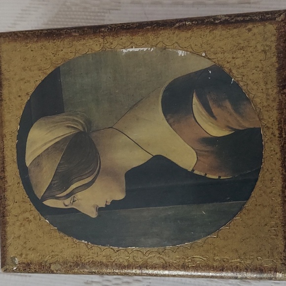 Botticelli Noble Woman Lady Vintage trinket Jewelry Wooden box - Picture 3 of 16